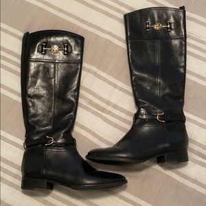Tory Burch black, leather riding boots